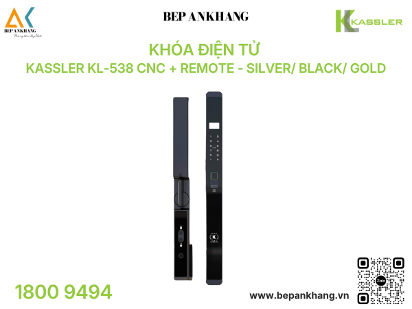 Khóa điện tử Kassler KL-538 CNC + Remote - Silver/ Black/ Gold